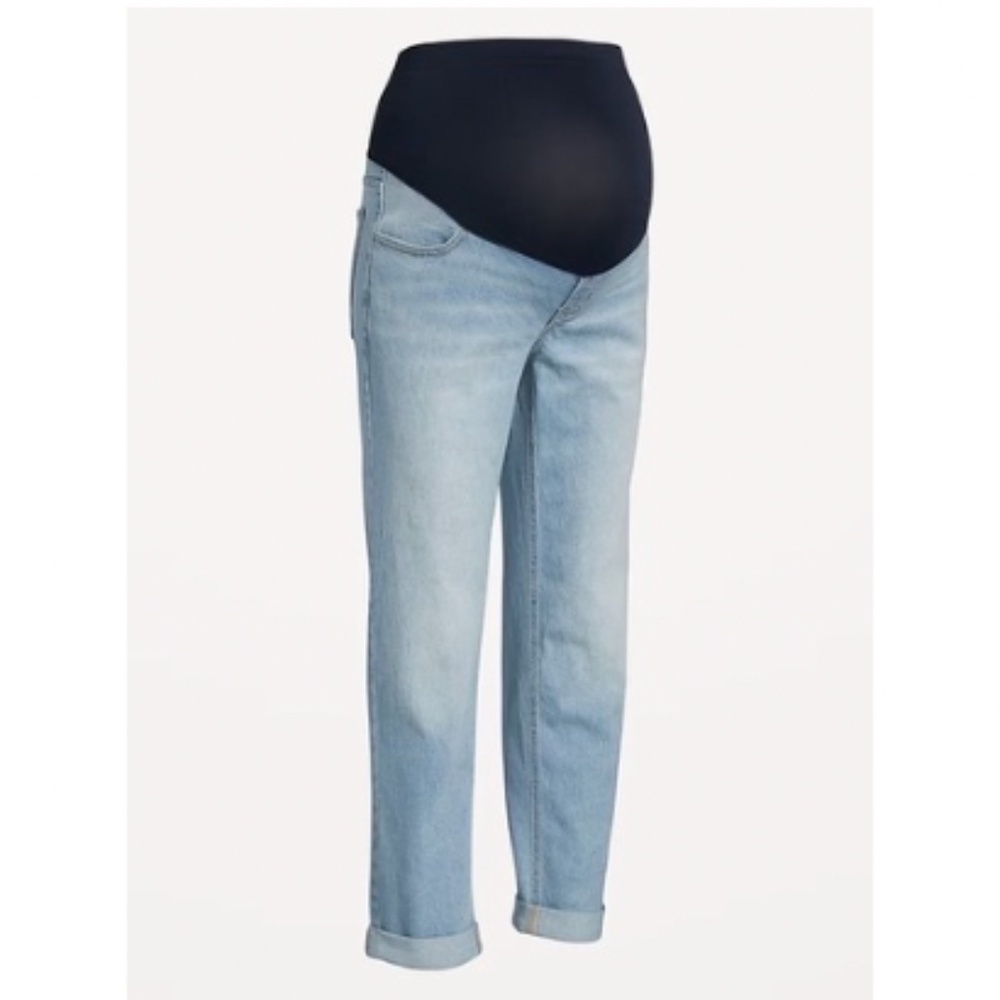 Old Navy Maternity Full-Panel Boyfriend Jeans, Light Blue, Pull-On, Size 2, NWT